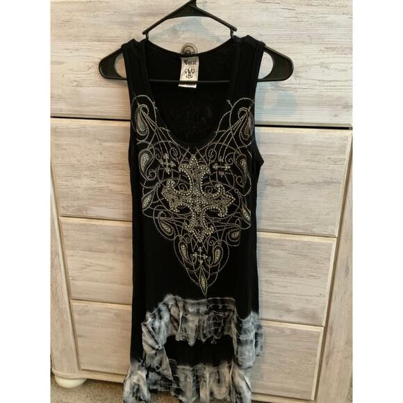 Vocal Y2K Tank Dress Tunic - Cross Design - Size Large - Picture 1 of 4